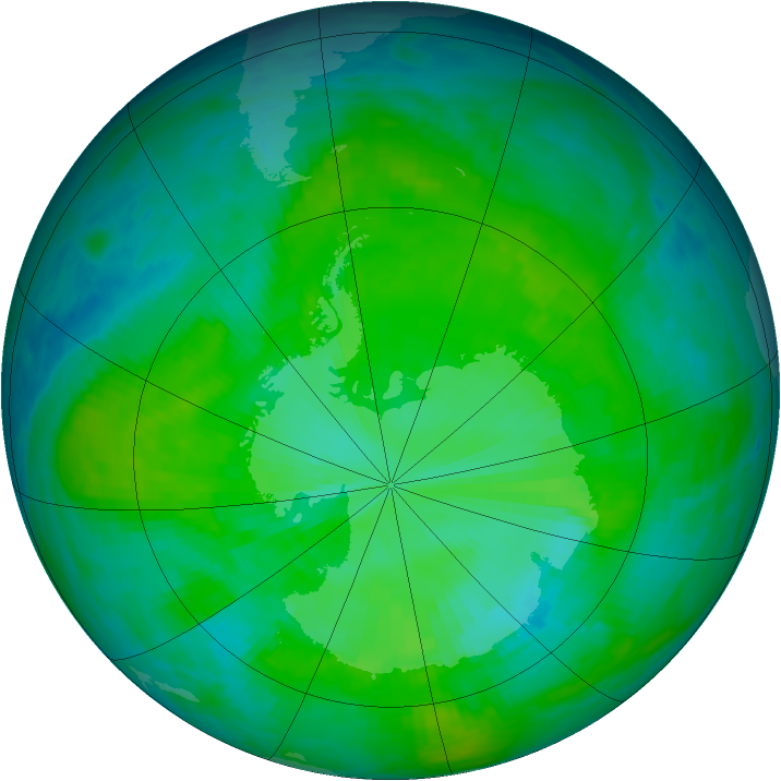 Antarctic ozone map for 14 December 1985